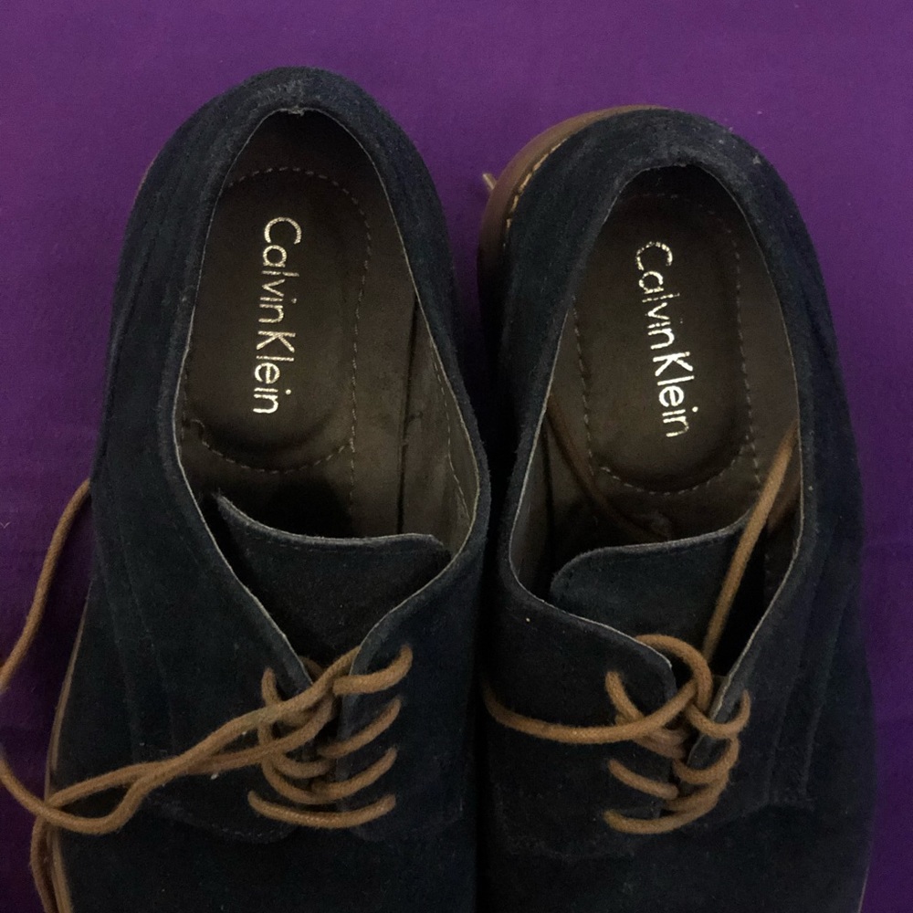 Calvin Klein blue suede shoes